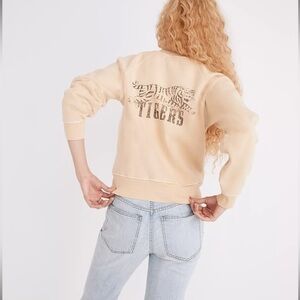 MADEWELL Rivet & Thread Tigers Graphic Easy Sweatshirt in French Vanilla NWT